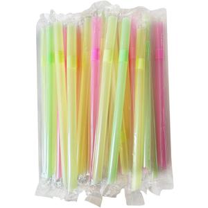 100 pcs Flexible Drinking Straws Individually Wrapped,0.39inch Extra-wide Bendy Straws, Bubble Boba Milkshake Smoothie (100, polychrome)