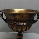 Vintage Urn Planter, 11.5" Distressed Metal Vase with Embossed Design, Rustic Centerpiece for Mantel, Table, Entryway or Living Room Decor