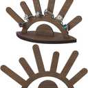 FINGERINSPIRE 2 Sets Wooden Ring Display Holder Eye Shaped Ring Display Stand Sienna Wood Ring Holder for Jewelry Evil Eye Ring Display Showcase Wood Ring Storage Holder for Christmas Engagement Gift