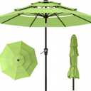 10ft 3 Tier Patio Umbrella, Outdoor Market Table Umbrella with UPF 50+ Vented Canopy, 8 Sturdy Ribs, Easy Push Button Tilt and Crank, Windproof for Deck, Pool, Backyard and Garden