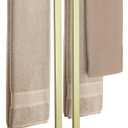 KES Standing Towel Rack with Marble Base, 2-Tier Towel Stand for Bathroom Floor, Upgrade Steady Design, T-Shaped Towel Drying Rack Gold, SUS304 Stainless Steel, Brushed Gold Finish, BTH217-BZ