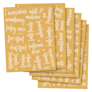Talented Kitchen  Preprinted Bathroom Labels for Containers - White Script Stickers for Organizer Bins, Bath, Beauty Canisters, and Makeup Storage Organization (Water Resistant)