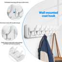 Coat Rack Wall Mounted,Wooden Wall Coat Rack with 8 Double Hooks for Hanging Clothes,Coats,Hats,Jackets,31.5inch (White, 8 Hooks)