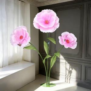 Giant Flowers for Decoration with Stand 5.9Ft Large Paper Artificial Flower | Big Paper Flower for Birthday Parties,Gardens,Hotels,Offices,Home Farmhouse Decor,Weddings,Art Galleries,Stores(Pink)