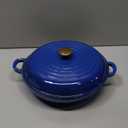 CAROTE 3.4QT Enameled Cast Iron Braiser Pan, Shallow Dutch Oven Casserole Skillets, Non-Toxic Cast Iron Pot with Lid for Grilling, Searing, Baking, Dual Handles, All Stovetop Compatible, Blue