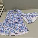 7-16 Years Teen Girl Swimsuit Halter Neck Two Piece Cover Up Skirt Bathing Suit Beach Swimwear for Girls (White, XS)