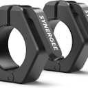 Synergee Black Magnetic Barbell Collars Locking 2" Olympic Size Weight Clamps - Quick Release Collar Clips Bar Clamps Great for Crossfit Olympic Lifts and Strength Training