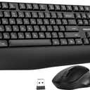 PHILIPS Wireless Keyboard and Mouse Combo-Ergonomic Keyboard and Mouse Wireless Combo, Plug n' Play, Sleep Mode and 2.4GHz Keyboard for Mac, Windows, Laptop-Black