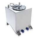 GSTP Universal 2.5 Gallon 10L Fuel Cell Tank with Cap and Level Sender Polished Aluminum Silver