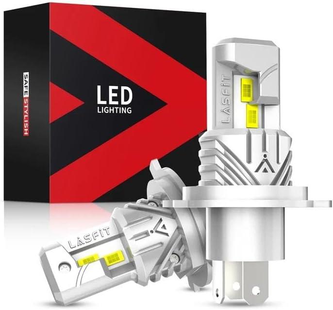 LASFIT BEAM H-4 Light Bulb, 2026 Upgrade H-4 90-03 Bulbs Halogen Replacement, 6000K Cool White All-in-one H-4 Bulb, Fanless and Mini Size, Plug and Play for ATV/UTV, Motorcycle Light, Pack of 2