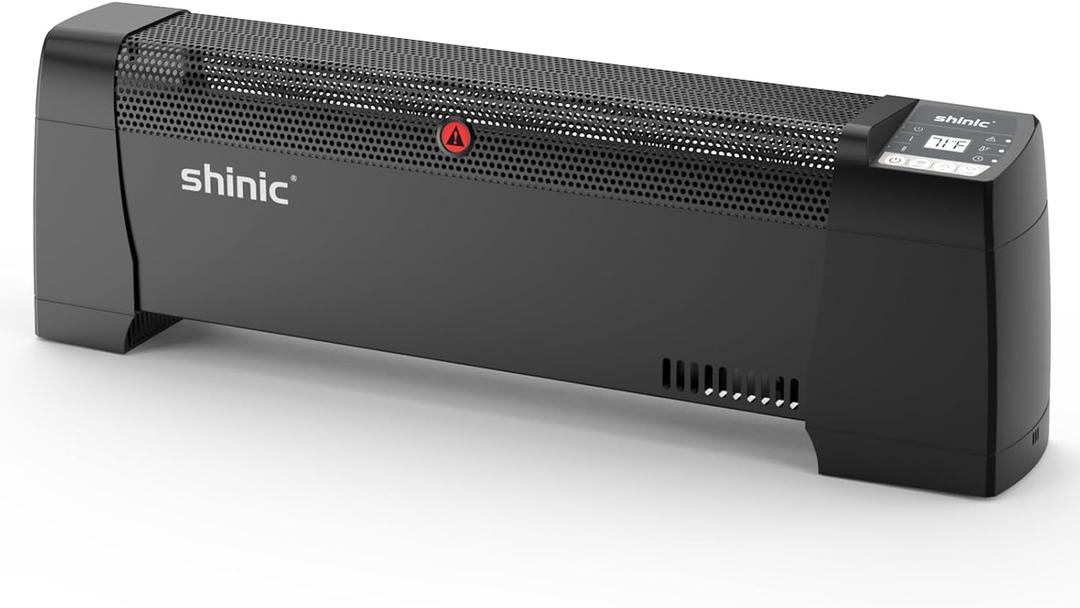 shinic Electric Baseboard Heater 120V with Digital Thermostat, Timer, Convection Space Heater for Indoor Use, Bedroom, Office, Overheat & Tip-Over Protection, Silent Operation, 1500W/750W, Black