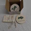 3D Baby Monthly Milestone Card Signs Baby Announcement Sign 7 Pack Double Sided Hello World Newborn Signs Wooden Circles Discs for Welcome Newborn Shower Boy Girl Photo Props (Green)