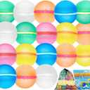 Reusable Water Balloons 18PCS: Quick Fill Water Balls Toys for Pool Backyard Beach, Self-Sealing, Refillable Silicone Magnetic Water Bombs for Kids Boys & Girls, Summer Toys Games Outdoor Activities