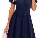 VOTEPRETTY Women's Short Sleeve V Neck Wrap Dress Summer Casual Floral Sundress with Pockets (XX-Large)