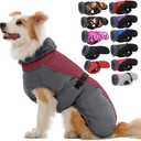 IECOii Dog Coat for Large Dogs, Reflective & Adjustable Turtleneck Jacket with Buckle, Thermal Fleece Lined Dog Snowsuit for Cold Weather - Soft Dogs Winter Coat Windproof Warm Vest, Burgundy, L (Large(Chest:20.9-24.4 in))