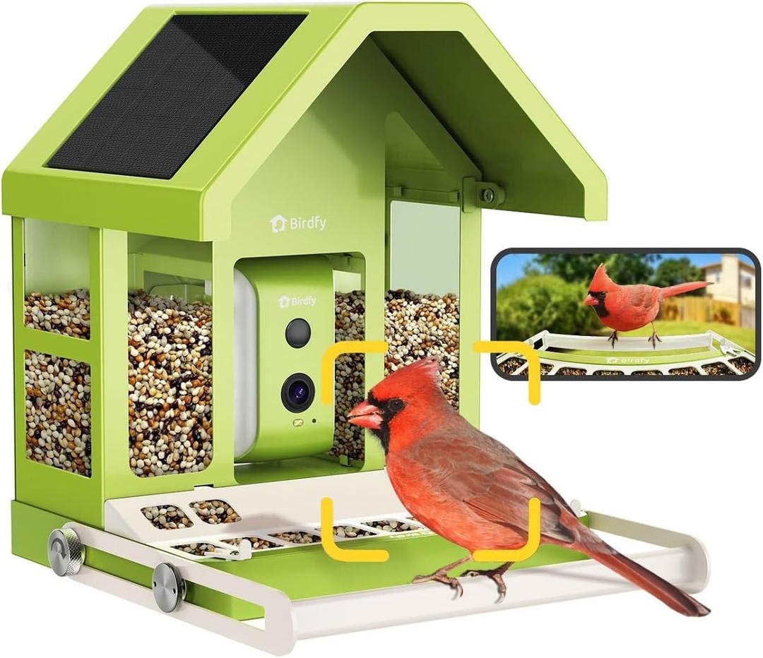 Birdfy Smart Bird Feeder with Camera, Durable Metal Feeders for Outdoors, Auto-Identify & Record Video, Instant Alert, Live Bird Watching Camera Solar, Gifts for Backyard Birder (AI Lifetime Free)