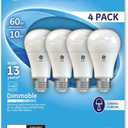 GE Lighting LED Standard Light Bulbs, 10 Watts (60 Watt Equivalent) Daylight, Medium Base, Dimmable (4 Pack)