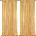 Gold Sequin Backdrop Curtains,2 Panels 4FTx8FT Gold Curtain Backdrop Glitter Party Decorations Background Drapes for Wedding Birthday Anniversary Graduation Photo Booth Decor