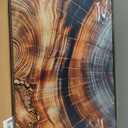 3 Piece Large Framed Colorful Tree Ring Wall Art for Living Room, Vintage Farmhouse Wood Stump Canvas Artwork for Walls, Abstract Rustic Nature Blue Brown Painting Print for Bedroom Hallway 24x36 Inch