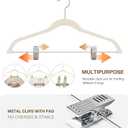 Korpai 24-Pack Beige Velvet Hangers with Clips Adjustable,Adult Hangers,Outfit Hangers,Heavy-Duty,Non-Slip,Space Saving, Felt Hanger for Pants, Skirts, Suits,Coats, Dresses