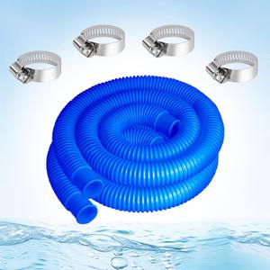 1-1/2-InchPool Hoses for Intex Pool Skimmer Surface Skimmer Pool Pump Pool Filter, 1.5 x 59 Pump Hoses Tubes for Above Ground Pool Sand Filter, 2 Pack with 4 Hose Clamps (Blue -2 Pack)