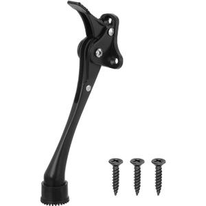 uxcell Kickdown Door Stop, One Touch Kickdown Door Stopper Holder with Non-Slip Rubber Tip and Screws, 6-Inch Metal Door Kickstand for Bottom of Door, Black