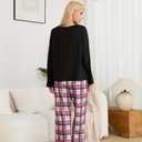 FLYCURVY Women's Pajama Sets 2 Piece Long Sleeve Sleepwear Soft Pj Set Loungewear Plaid Pjs with Pockets XS-L