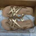 Luoika Women's Wide Width Flat Sandals, Flip Flop Slides Sandal Casual Strapy Sandal Slip on Summer Beach Shoes for Women 10XW
