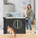 Reinforced 55" Wide Retractable Baby Gates with Reinforced Strips, Indoor/Outdoor Retractable Dog Gate for Doorway Prevent Bottom Drilling Through, No Bottom Bar Safety Mesh Baby Gate for Stair, Black