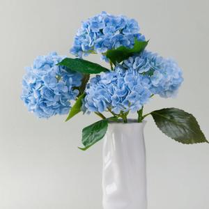 WILD WORKS 4 Pcs 21" Hydrangea Artificial Flowers, Light Blue Latex Real Touch Faux Hydrangeas for Bouquets Wedding Party Table Centerpieces Arrangements Indoor Home Decorations Outdoors, Mother's Day