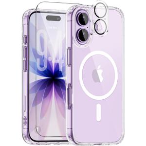 for iPhone 17 Case, Compatible with MagSafe, Magnetic Slim Cover, Anti-Yellowing & Shockproof, Full Camera Protection, Includes Screen & Lens Protectors, Clear Protective Case