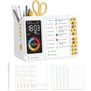 Visual Timer for Kids Adults, ADHD Timer with Planning Board for Schedules, Task Timer Toddler Visual Timer Silent Time Timer for Home Classroom