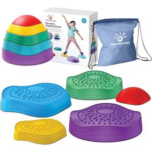 Kids Stepping Stones  5-Piece Balance and Coordination Obstacle Course Set with Non-Slip Silicone Bottoms for Indoor and Outdoor Active Play