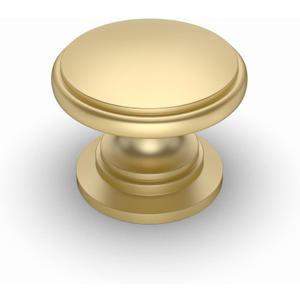 Amerdeco 10 Pack 1-1/4 inch Kitchen Cabinet Knobs Brushed Gold Cabinet Knobs Bedroom Dresser Gold Round Drawer Knobs Single Hole Cabinet Pulls