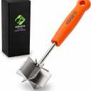 Stainless Steel Mini Meat Chopper & Masher | 6-Blade Ground Beef Chopper Tool | Small Hamburger Smasher | Compact Ergonomic Handle | Dishwasher Safe - 7" (Retro Orange Mini)