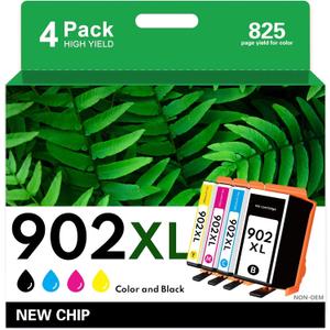 MR.INK Compatible Ink Cartridge Replacement for HP 902 XL 902XL (4 Combo Pack) to use with Officejet Pro 6978 6968 6974 6975 6960 Officejet 6951 6954 6956 6958 Printers
