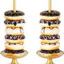 Donut Stand Metal 2 Pack,Display Tower for Dessert Table, Doughnut Holder for Birthday, Wedding, Baby Shower, Bridal Showers,Christmas, Party Supplies (Gold)