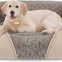 INVENHO Large Rectangle Orthopedic Dog Bed for Medium Small Dogs, Washable Soft Calming Puppy Sleeping Cuddler With Anti-Slip Bottom L(30"x24"x9") (Beige)