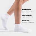 Lapulas Athletic Quarter Socks for Men Women, Cotton Mesh, Cushioned Arch Support, Non-Slip Running Ankle Design, 6 Pack (White)