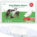 Dog Diaper Liners 100ct, Super Leak Proof and Absorption Disposable Dog Diaper Booster Pads for Female and Male Fit Most Reusable Pet Belly Bands, Wraps, and Period Diapers (X-LargeXL-100ct)