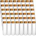 Frcctre 48 Pack 50ml Glass Test Tubes with Cork Stoppers, 30x100mm Clear Round Bottom Glass Test Tubes for Bath Salt Candy Storage Science Lab Party Plant Propagation Container