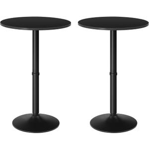 HOOBRO 2 Pcs Round Bar Table, 35" Tall Pub Table, with Non-Slip Base for Narrow Space, Bar Height Table for Kitchen, Easy to Assemble, Black BB57BTP201