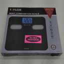 Taylor Men's Body Composition Bathroom Scale for Body Weight - 400 lb Capacity, Blue Backlight Display, 10-User Profiles, Body Composition Analysis, Fits Up to Size 12 Shoe, Black