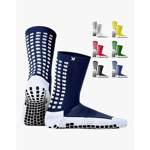 Lux Dual Grip Socks - Soccer Grip Socks for Men and Women. GripArray Performance & Comfort Large, Pack Of 2 (Blue and White)