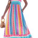 Popvil Women Summer Maxi Dress 2026 Spaghetti Strap Long Beach Dress Boho A-Line Flowy Casual Sleeveless Sun Dress, Large