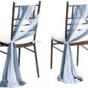 Ling's moment Wedding Chair Sashes Cover Aisle Decorations Draping Fabric Wrinkle-Free with Tie 16pcs Dusty Blue Ice Blue for Party Ceremony Reception Floral Arrangement Banquet Outdoor Decor