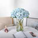 Kisflower Blue Hydrangea Artificial Flowers 6pcs Faux Hydrangea Flowers, Fake Flowers for Table Centerpiece, Blue Silk Hydrangea Flowers with Stems for Home Wedding Party Decor