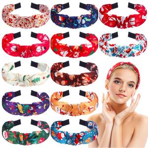 12 Pcs Christmas Headbands for Women Bulk Snowman Santa Xmas Tree Gingerbread Reindeer Headbands Christmas Wide Non-slip Hair Accessories Gifts Party Hair Hoop Headwear Outfits (Cute)