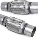 RP Remarkable Power, 2 pack 2.5 inch Inlet Exhaust Flex Pipe,2.5 ID x 10 Length Flexible Tube,Stainless Steel Double Braid Heavy Duty Universal fit Muffler Pipe RK7545 Replacement