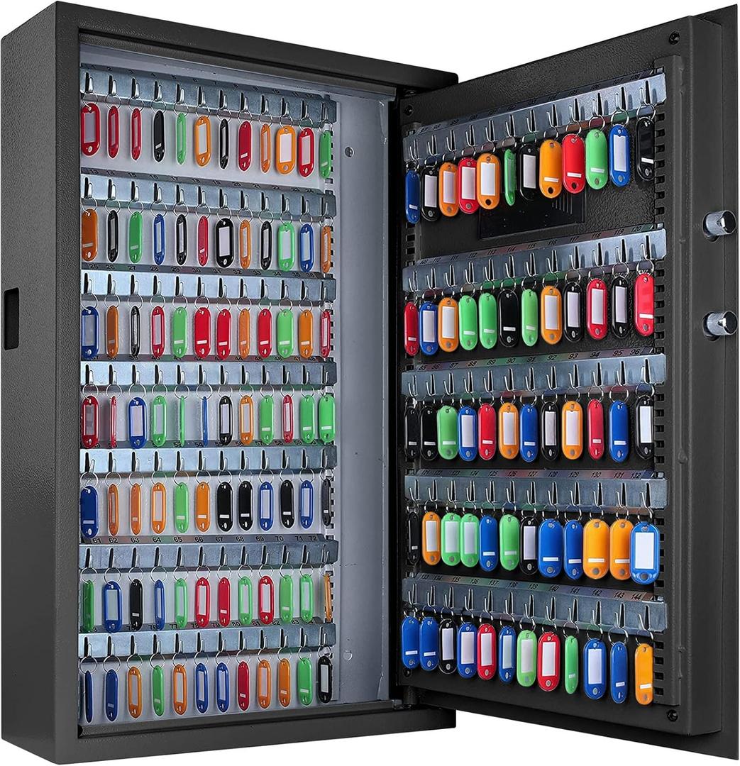 220 Position Large Key Lock Box Wall Mount with Code, Digital Key Cabinet Wall Mount Key Organizer with Key Tags, Adjustable Key Safe Key Holder for Car, Hotels, Office, House